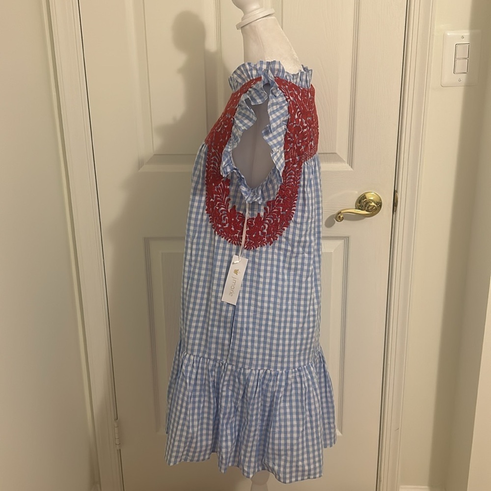 Tuckernuck J. Marie The Rebel Ruffle Blue and White Gingham Dress NWT Size XS - Picture 4 of 9